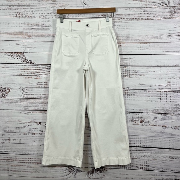 Spanx EveryWear White Cropped Wide Leg Denim Pants - Picture 1 of 15